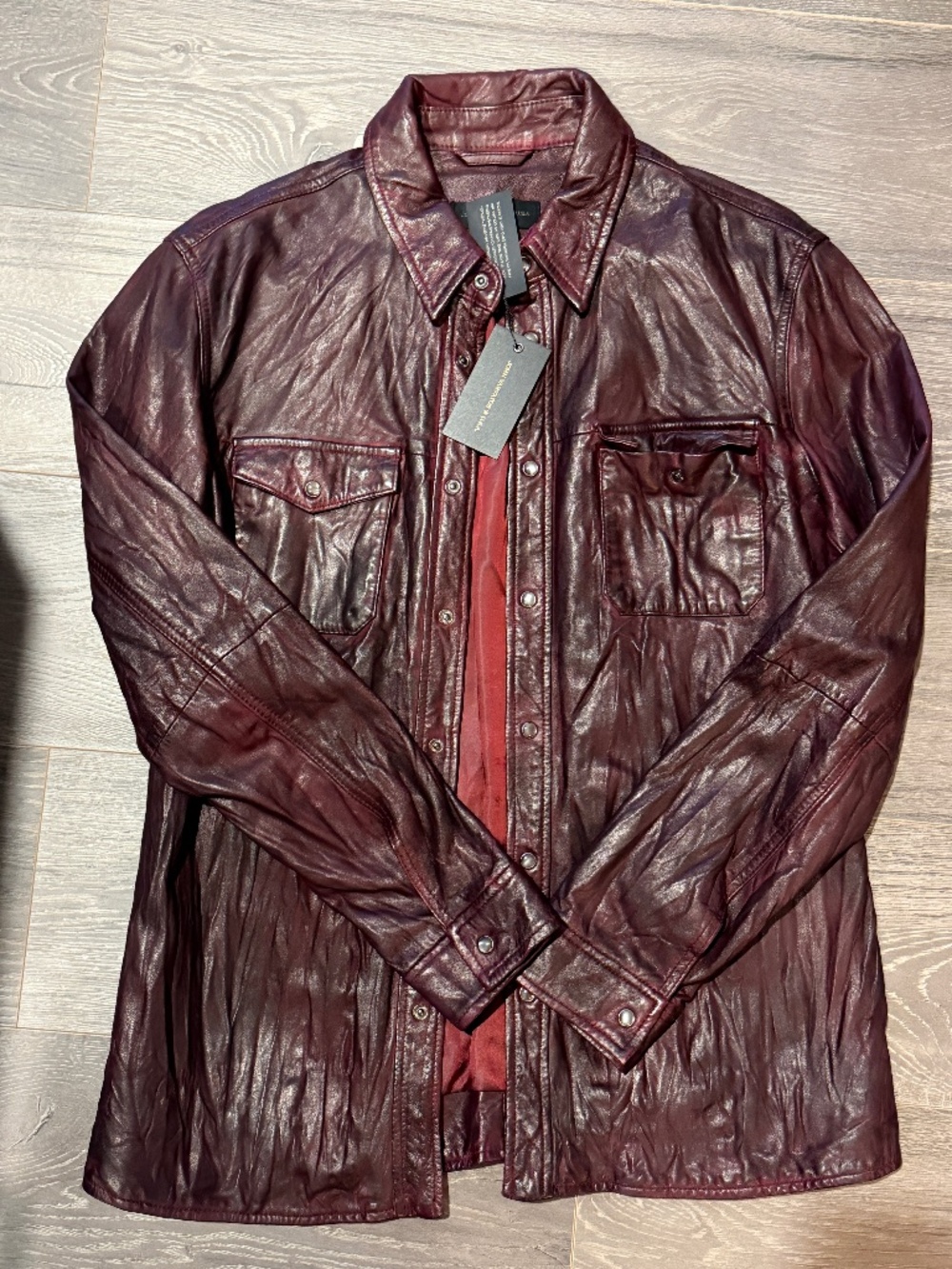 John Varvatos USA Leather Shirt Jacket M Oxblood Burgundy NWT